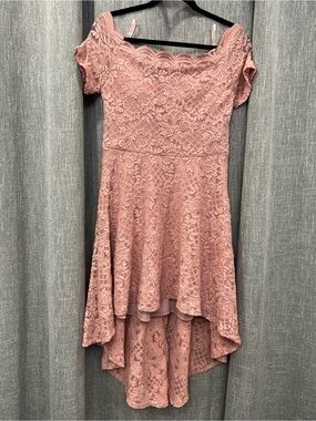 Source Unknown Blush Pink Lace High-Low Dress